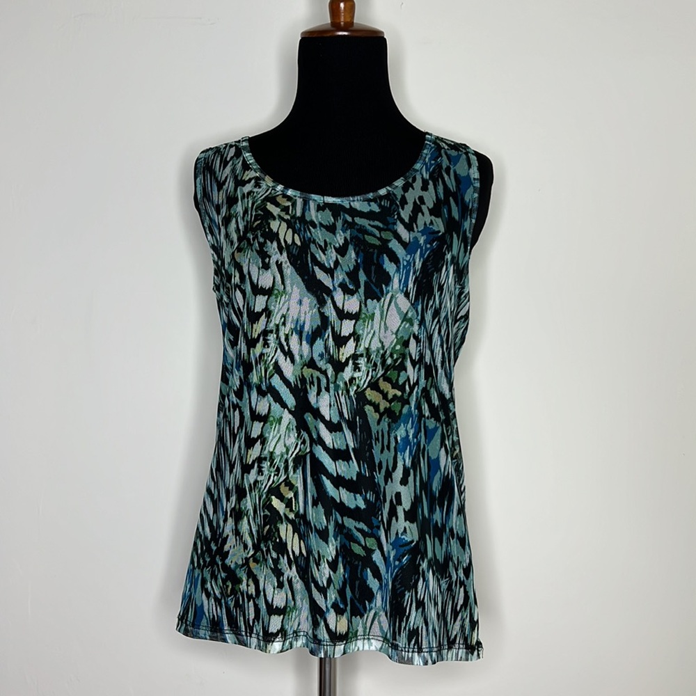 CHICO’S Green Blue Mesh Tank Top XS